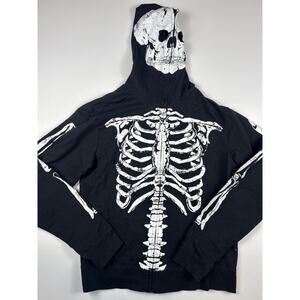 RUDE Sweater Skeleton Full Zip Mens XL Punk Grunge